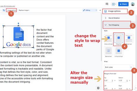 Nov 11, 2020 · Steps to wrap text in Google Docs. Step 1: Open your Google Docs document. First, open up the Google Docs document in which you want to use the text wrapping feature. Just go to the ... (Optional) Step 2: Insert your image. Step 3: Select the ‘Wrap text’ icon from the box below the image. ... 